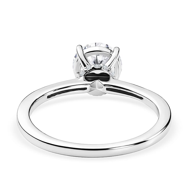 D'Joy Certified Moissanite (D-E, VVS1- VVS2) 1.40 ctw Forever Sparkle Ring in Rhodium Over Sterling Silver (Size 6.0)