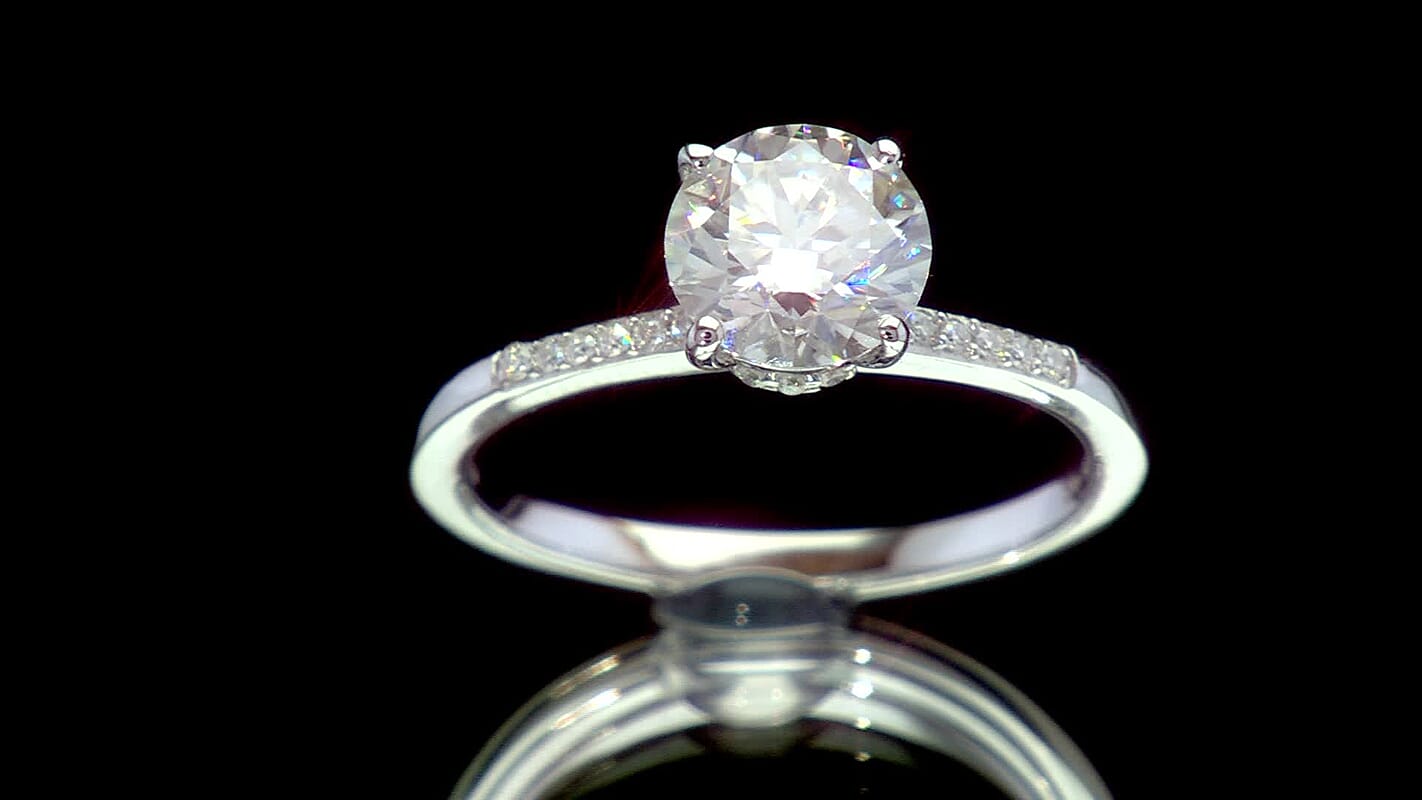 Epic Deal D'Joy Certified Moissanite (D, VVS) Ring in Rhodium Over Sterling Silver (Size 10.0) 1.40 ctw