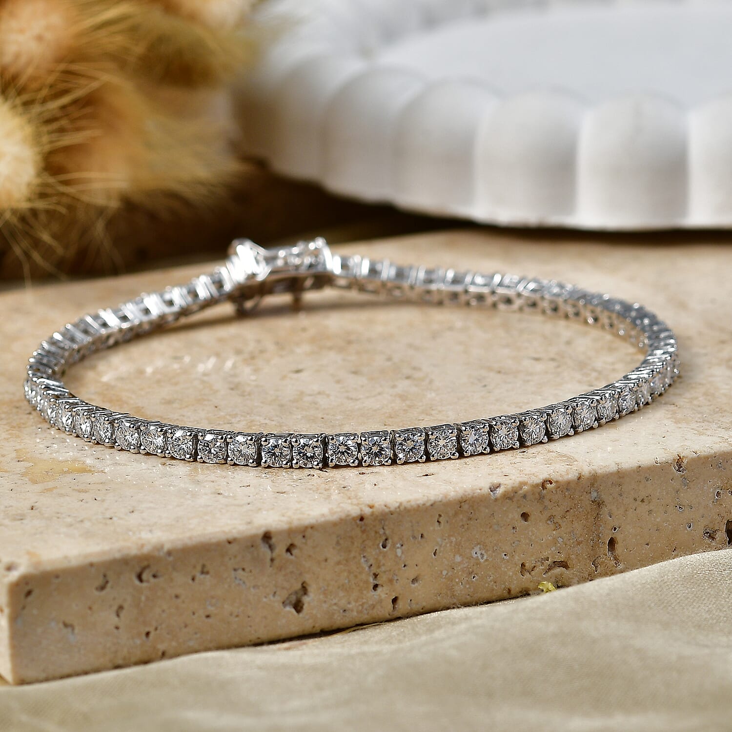 EverTrue Moissanite 4.80 ctw Tennis Bracelet in Platinum Bond (6.50 In)