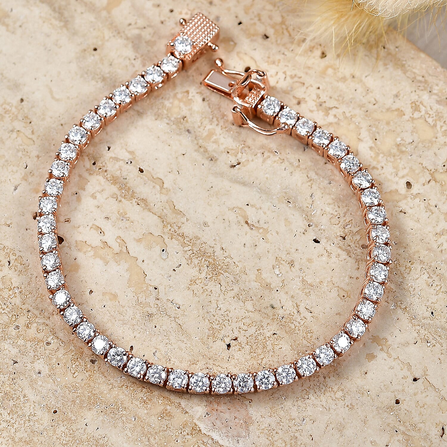 EverTrue Moissanite 4.80 ctw Tennis Bracelet in 18K Rose Gold Plated (6.50 In)