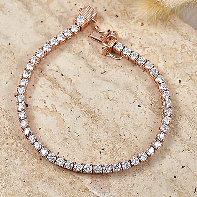 EverTrue Moissanite 4.80 ctw Tennis Bracelet in 18K Rose Gold Plated (6.50 In)