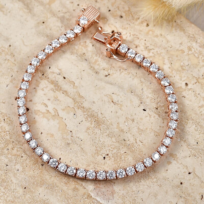 EverTrue Moissanite 4.80 ctw Tennis Bracelet in 18K Rose Gold Plated (6.50 In)