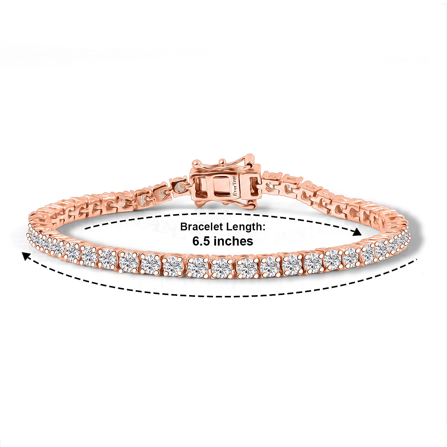 EverTrue Moissanite 4.80 ctw Tennis Bracelet in 18K Rose Gold Plated (6.50 In)