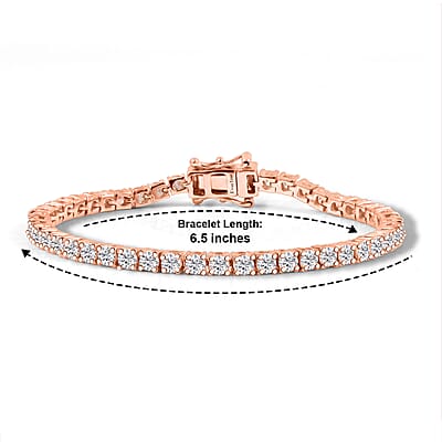 EverTrue Moissanite 4.80 ctw Tennis Bracelet in 18K Rose Gold Plated (6.50 In)