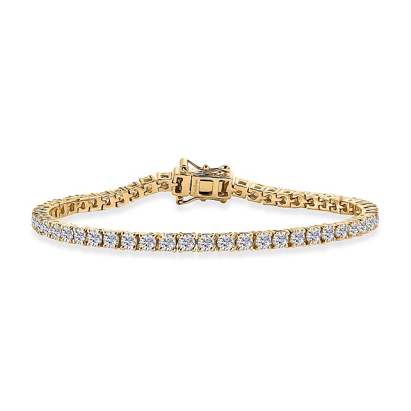 EverTrue Moissanite 4.80 ctw Tennis Bracelet in 18K Yellow Gold Plated (6.50 In)