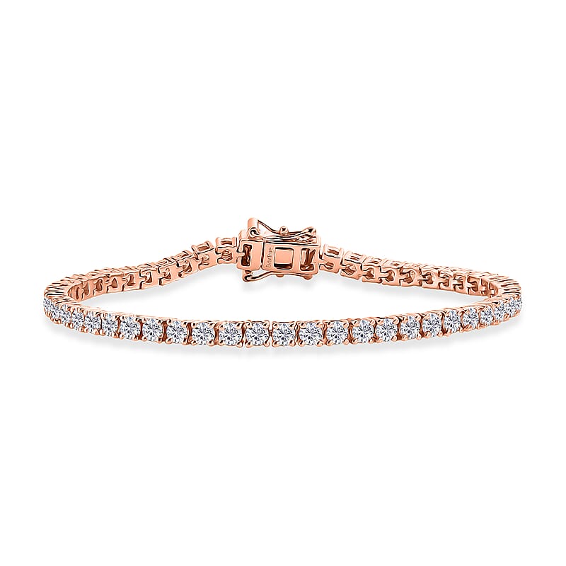 EverTrue Moissanite 5.30 ctw Tennis Bracelet in 18K Rose Gold Plated (7.25 In)