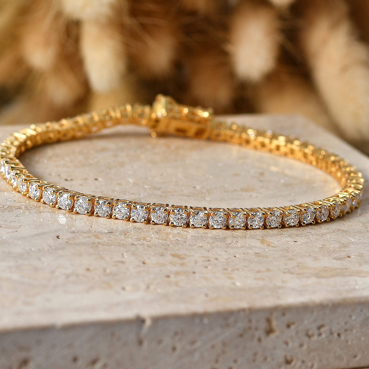 EverTrue Moissanite 5.30 ctw Tennis Bracelet in 18K YG Plated (7.25 In)