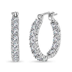 EverTrue Moissanite 2.65 ctw Hoop Earrings in Platinum Bond