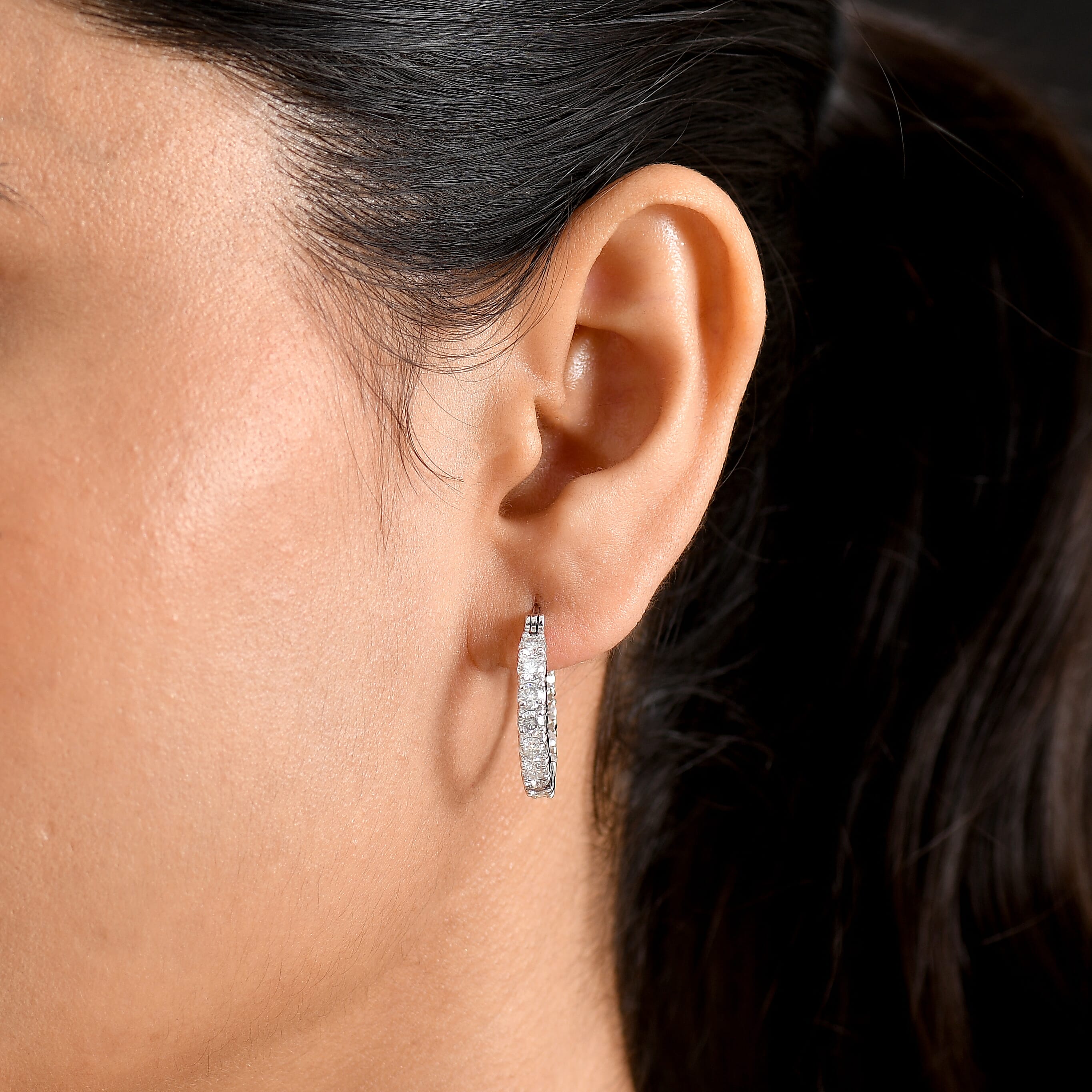 EverTrue Moissanite 2.65 ctw Hoop Earrings in Platinum Bond