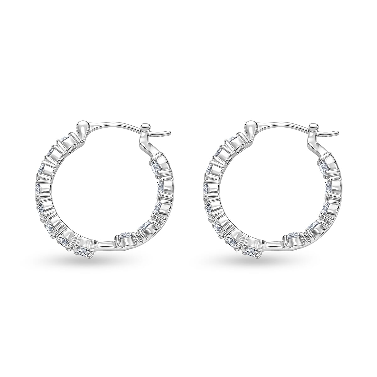 EverTrue Moissanite 2.65 ctw Hoop Earrings in Platinum Bond