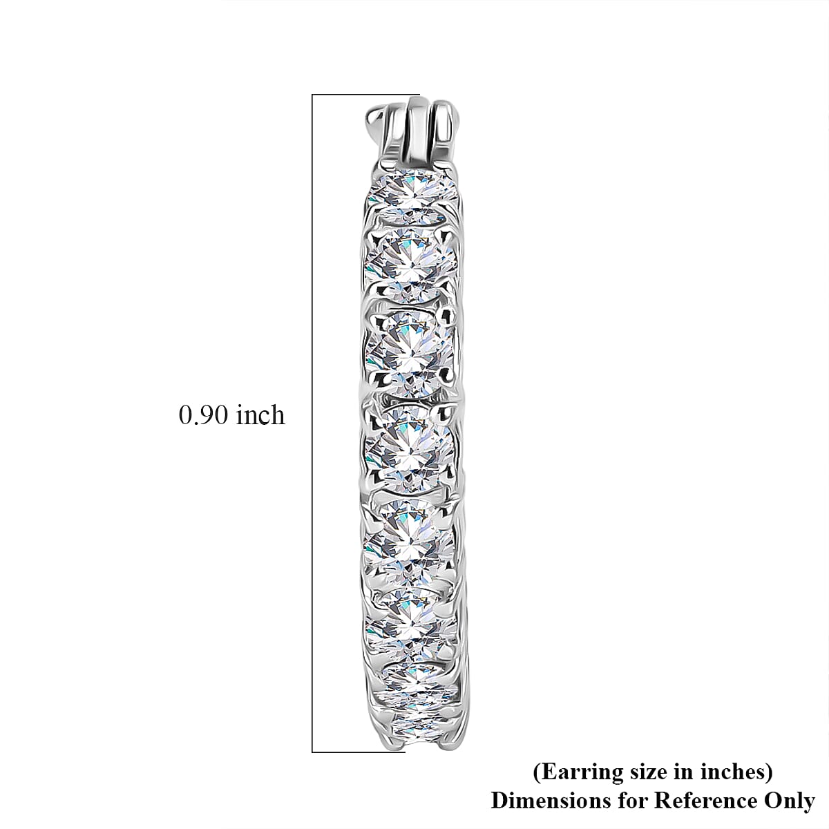 EverTrue Moissanite 2.65 ctw Hoop Earrings in Platinum Bond image number 4