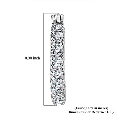 EverTrue Moissanite 2.65 ctw Hoop Earrings in Platinum Bond