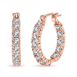 EverTrue Moissanite 2.65 ctw Hoop Earrings in 18K Rose Gold Plated