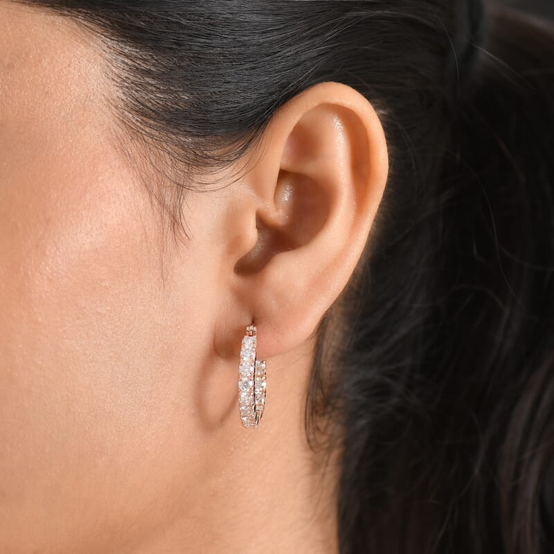 EverTrue Moissanite 2.65 ctw Hoop Earrings in 18K Rose Gold Plated