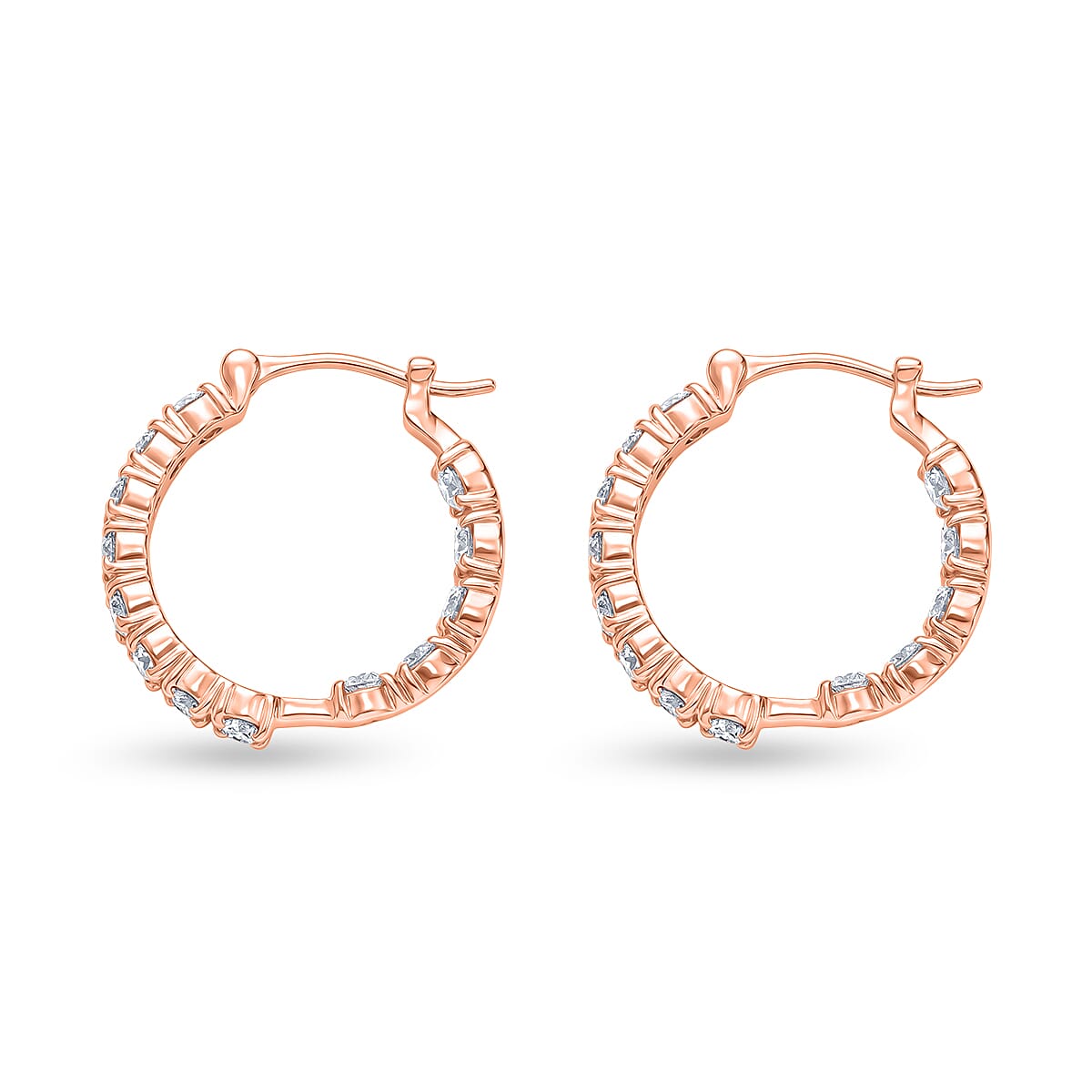 EverTrue Moissanite 2.65 ctw Hoop Earrings in 18K Rose Gold Plated image number 3
