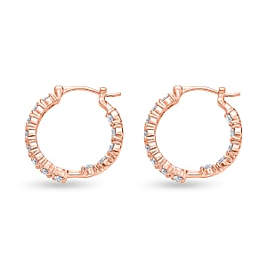 EverTrue Moissanite 2.65 ctw Hoop Earrings in 18K Rose Gold Plated