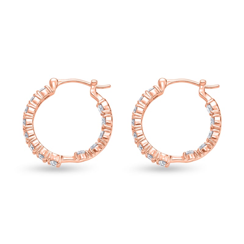 EverTrue Moissanite 2.65 ctw Hoop Earrings in 18K Rose Gold Plated
