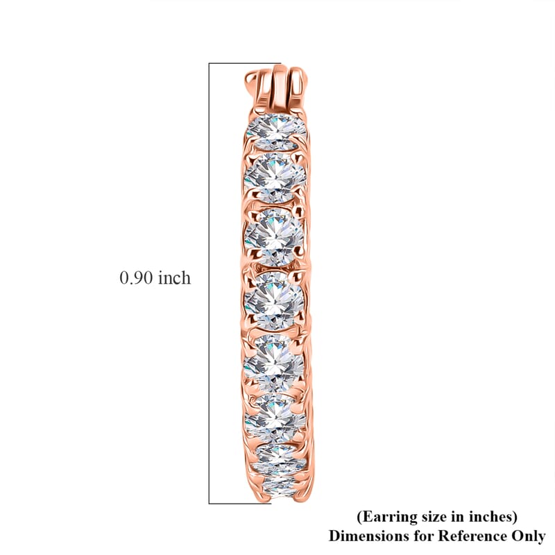 EverTrue Moissanite 2.65 ctw Hoop Earrings in 18K Rose Gold Plated