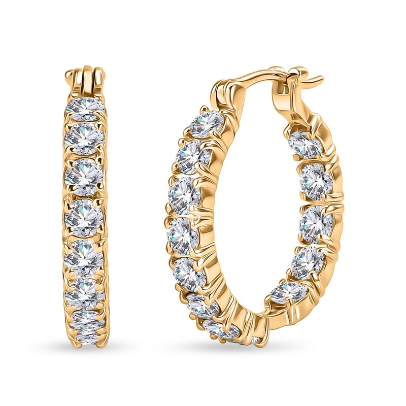EverTrue Moissanite 2.65 ctw Hoop Earrings in 18K Yellow Gold Plated