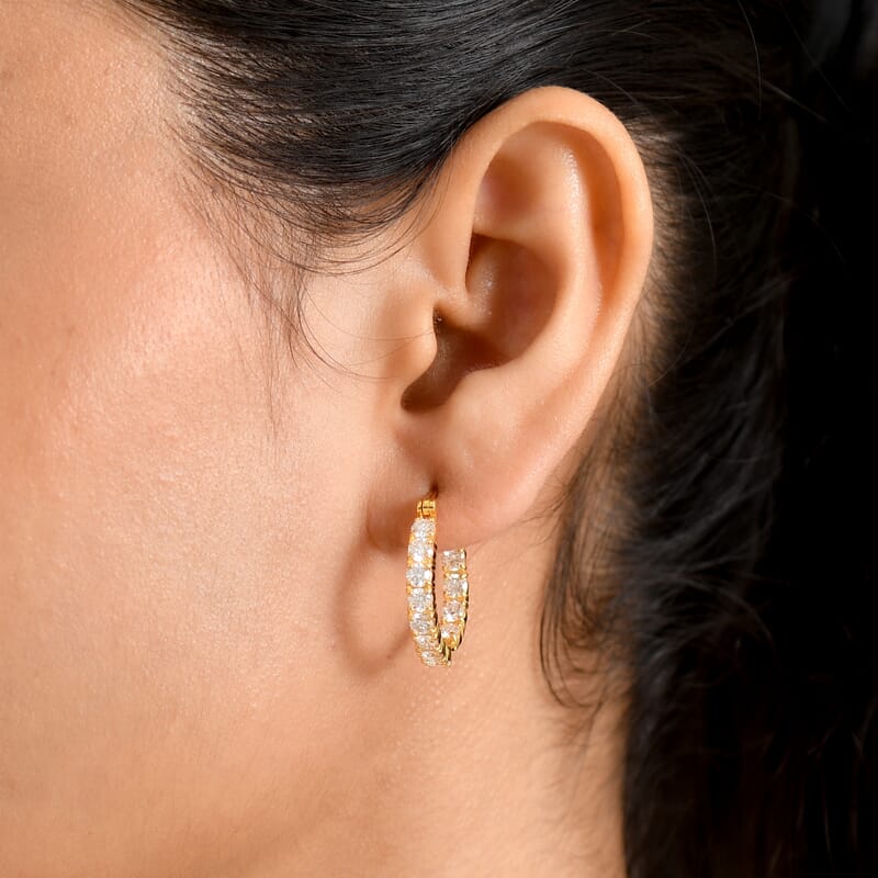 EverTrue Moissanite 2.65 ctw Hoop Earrings in 18K Yellow Gold Plated