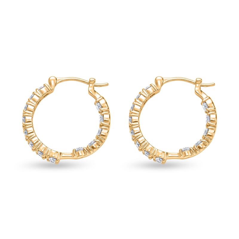 EverTrue Moissanite 2.65 ctw Hoop Earrings in 18K Yellow Gold Plated