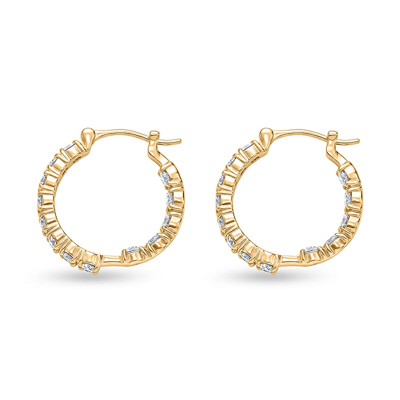 EverTrue Moissanite 2.65 ctw Hoop Earrings in 18K Yellow Gold Plated