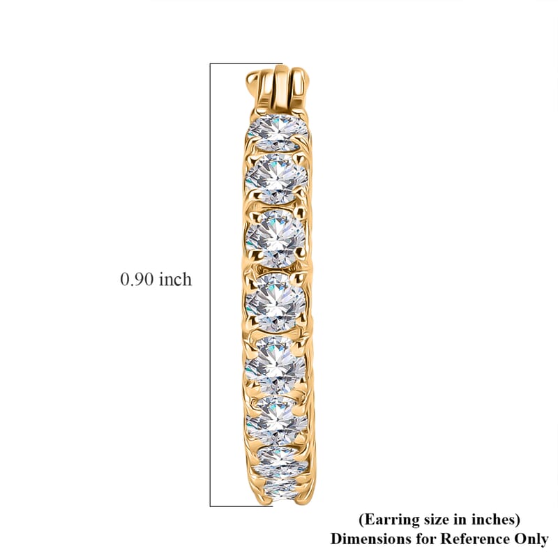 EverTrue Moissanite 2.65 ctw Hoop Earrings in 18K Yellow Gold Plated