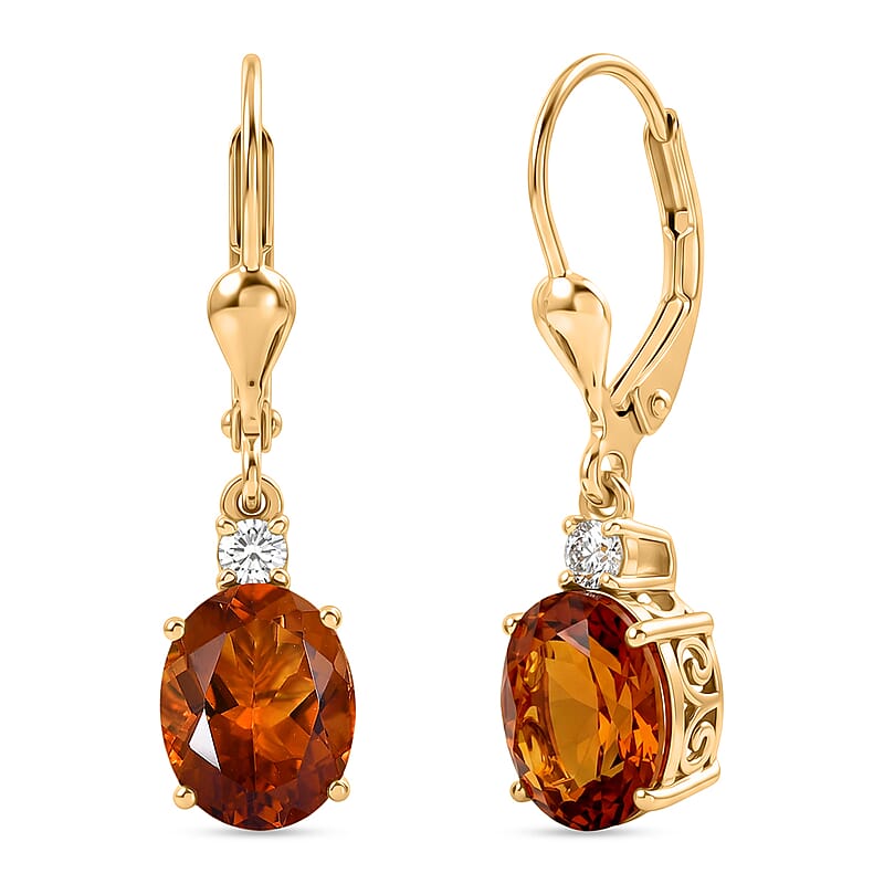 D'Joy AAA Santa Ana Madeira Citrine and Moissanite 4.30 ctw Infinity Bloom Earrings in 18K Vermeil Yellow Gold Over Sterling Silver
