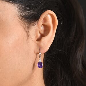 D'Joy AAA Zambian Amethyst and Moissanite 3.25 ctw Infinity Bloom Earrings in Rhodium Over Sterling Silver