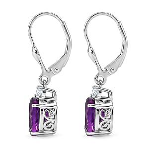 D'Joy AAA Zambian Amethyst and Moissanite 3.25 ctw Infinity Bloom Earrings in Rhodium Over Sterling Silver