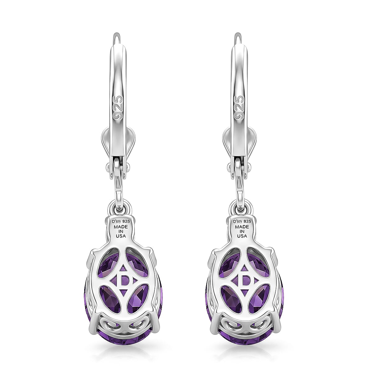 D'Joy AAA Zambian Amethyst and Moissanite 3.25 ctw Infinity Bloom Earrings in Rhodium Over Sterling Silver image number 4