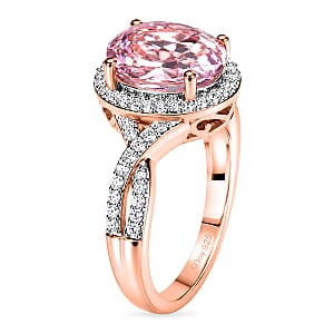 D'Joy AAA Kunzite and Moissanite 3.90 ctw Infinity Ring in 18K Vermeil Rose Gold Over Sterling Silver (Size 10.0)