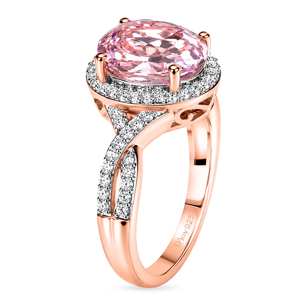 D'Joy AAA Kunzite and Moissanite 3.90 ctw Infinity Ring in 18K Vermeil Rose Gold Over Sterling Silver (Size 6.0) image number 3