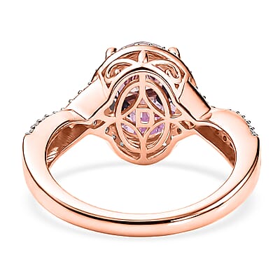 D'Joy AAA Kunzite and Moissanite 3.90 ctw Infinity Ring in 18K Vermeil Rose Gold Over Sterling Silver (Size 6.0)