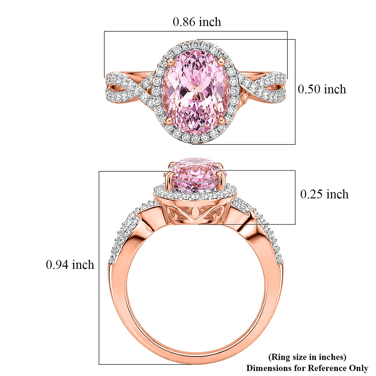 D'Joy AAA Kunzite and Moissanite 3.90 ctw Infinity Ring in 18K Vermeil Rose Gold Over Sterling Silver (Size 8.0) image number 5
