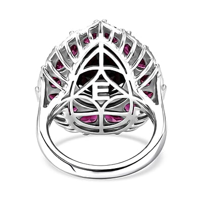 EverTrue Thai Black Spinel and Orissa Rhodolite Garnet 10.35 ctw Lunar Galaxy Line Ring in Platinum Bond (Size 6.0)