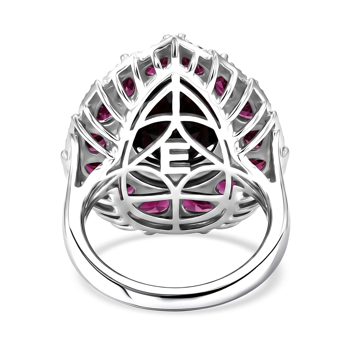 EverTrue Thai Black Spinel and Orissa Rhodolite Garnet 10.35 ctw Lunar Galaxy Line Ring in Platinum Bond (Size 7.0)