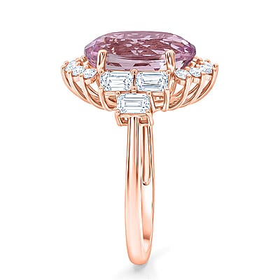 AAA Martha Rocha Kunzite and Luxuriant Lab Grown Diamond E-F VS 9.35 ctw Ring in 10K Rose Gold (Size  6.0)
