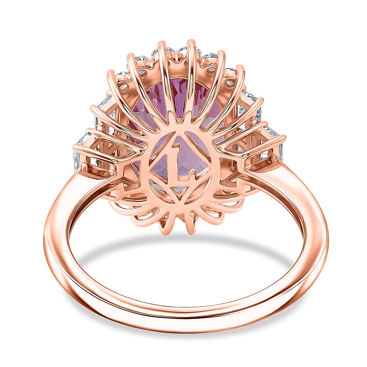 AAA Martha Rocha Kunzite and Luxuriant Lab Grown Diamond E-F VS 9.35 ctw Ring in 10K Rose Gold (Size  6.0)