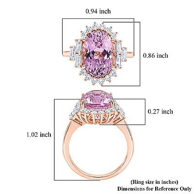 AAA Martha Rocha Kunzite and Luxuriant Lab Grown Diamond E-F VS 9.35 ctw Ring in 10K Rose Gold (Size  6.0)