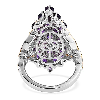 African Amethyst 4.75 ctw Ring in Rhodium Over Sterling Silver (Size 7.0)