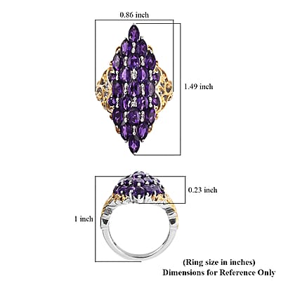 African Amethyst 4.75 ctw Ring in Rhodium Over Sterling Silver (Size 7.0)