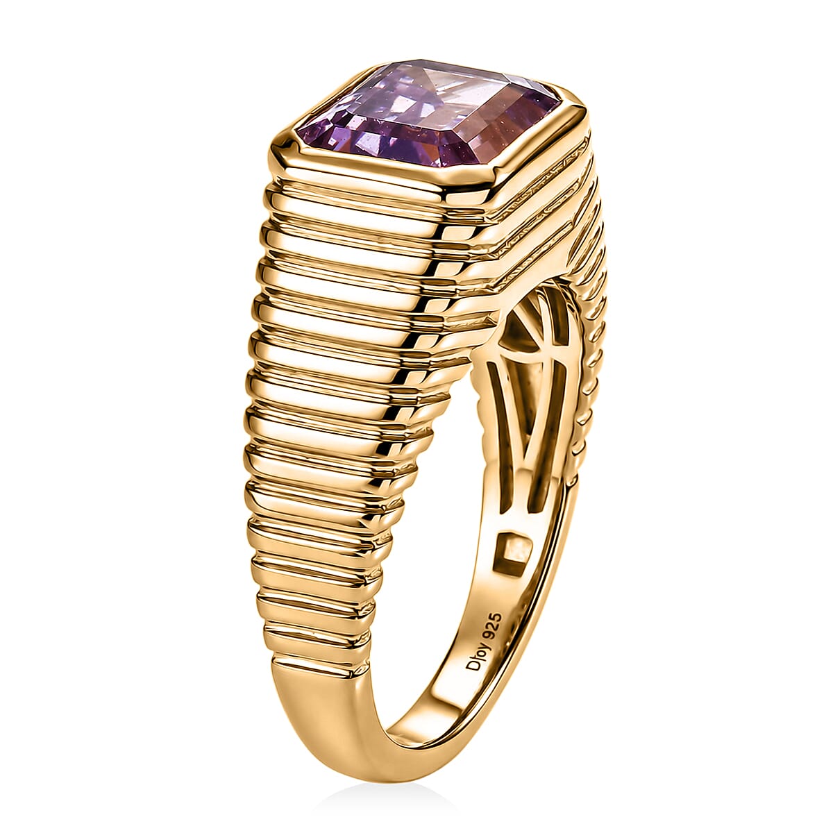 D'Joy Premium Martha Rocha Kunzite and Multi Gemstone 5.75 ctw Men's Ring in 18K Vermeil Yellow Gold Over Sterling Silver (Size 10.0) image number 2
