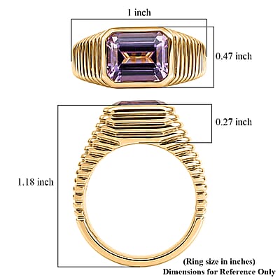 D'Joy Premium Martha Rocha Kunzite and Multi Gemstone 5.75 ctw Men's Ring in 18K Vermeil Yellow Gold Over Sterling Silver (Size  9.0)
