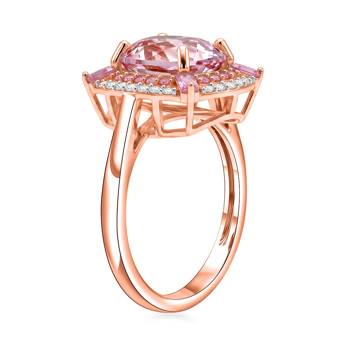 D'Joy Premium Martha Rocha Kunzite and Multi Gemstone 4.75 ctw Blush Cushion Halo Ring in 18K Vermeil Rose Gold Over Sterling Silver (Size  10.0) image number 3