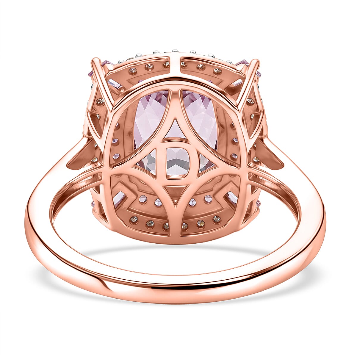 D'Joy Premium Martha Rocha Kunzite and Multi Gemstone 4.75 ctw Blush Cushion Halo Ring in 18K Vermeil Rose Gold Over Sterling Silver (Size  10.0)
