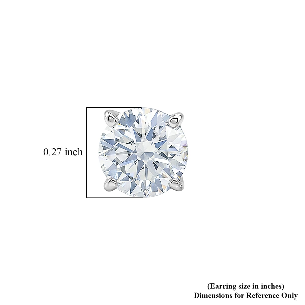 D'Joy Certified Moissanite (D-E, VVS1- VVS2) 1.70 ctw Forever Sparkle Stud Earrings in Rhodium Over Sterling Silver image number 4