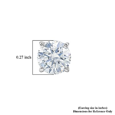 D'Joy Certified Moissanite (D-E, VVS1- VVS2) 1.70 ctw Forever Sparkle Stud Earrings in Rhodium Over Sterling Silver