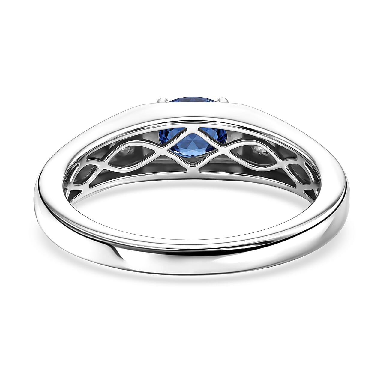 Premium Kashmir Kyanite and Luxuriant Lab Grown Diamond G-H SI 1.10 ctw Men's Ring in Rhodium Over Sterling Silver (Size 9.0)