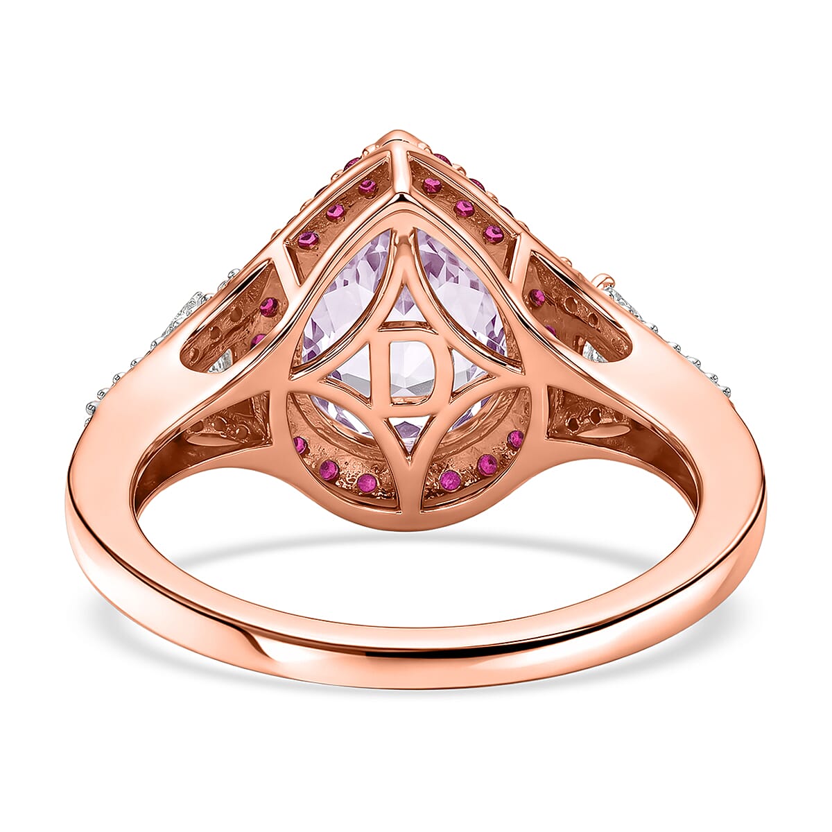 D'Joy Premium Martha Rocha Kunzite and Multi Gemstone 5.50 ctw Blush Teardrop Halo Ring in 18K Vermeil Rose Gold Over Sterling Silver (Size  10.0)